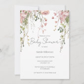 繊細なピンクのフローラ赤ちゃんシャワー 招待状 (正面)