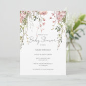 繊細なピンクのフローラ赤ちゃんシャワー 招待状 (スタンド正面)