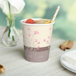 繊細なピンクのフローラ 紙コップ