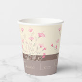 繊細なピンクのフローラ 紙コップ (正面)