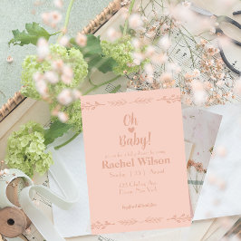 繊細なピンクのベビーシャワーカード 招待状