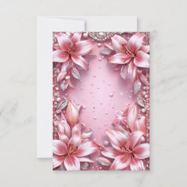 繊細なピンクのユリ結婚ーのフレーム 招待状
