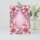 繊細なピンクのユリ結婚ーのフレーム 招待状 (スタンド正面)