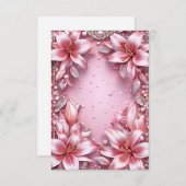 繊細なピンクのユリ結婚ーのフレーム 招待状 (正面/裏面)