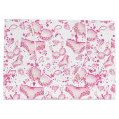 繊細なピンクのランジェリー結婚のブライダルシャワーバッグ ラージペーパーバッグ (裏面)