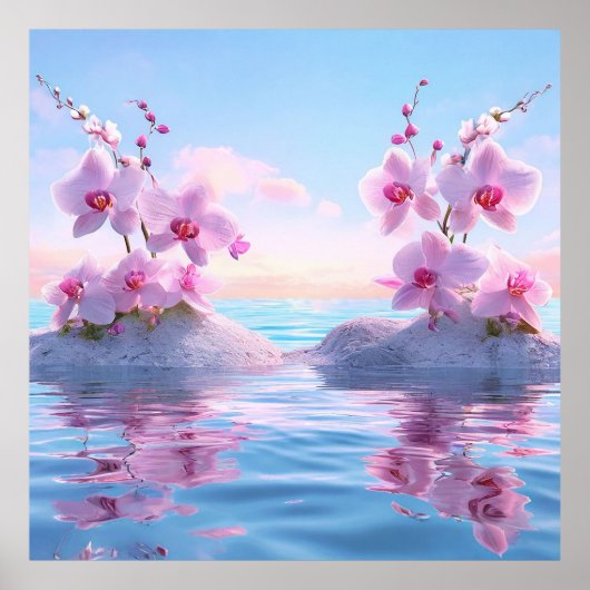 繊細なピンクのラン ポスター (正面)