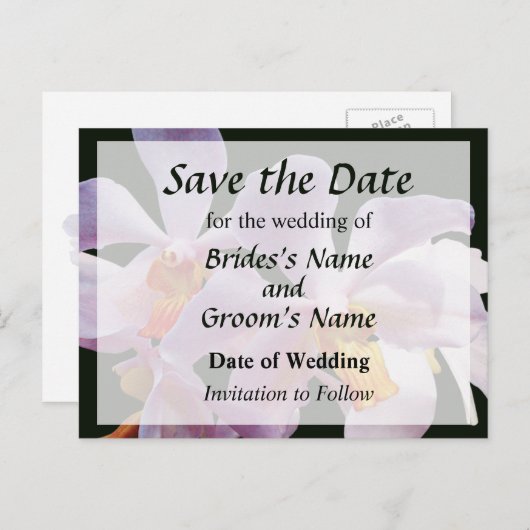 繊細なピンクのラン 保存の日付 案内ポストカード (正面/裏面)