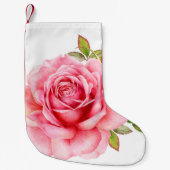 繊細なピンクのローズwiの水色イラストレーション スモールクリスマスストッキング (正面)