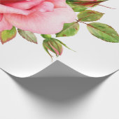 繊細なピンクのローズwiの水色イラストレーション ラッピングペーパー (角)