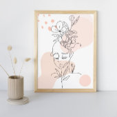 繊細なピンクの抽象芸術とフローラフェミニン顔 ポスター