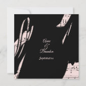 繊細なピンクの抽象芸術音楽結婚式招待状 招待状 (裏面)