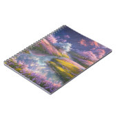 繊細なピンクの植物が溢れる風景 ノートブック (左側)