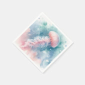 繊細なピンクの水の色のクラゲの分離 スタンダードカクテルナプキン (角)
