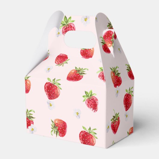 繊細なピンクの水の色のストロベリーファースト誕生日 フェイバーボックス (裏面サイド)