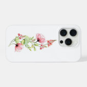 繊細なピンクの水彩野の花 ボタニカル パターン iPhoneケース (裏面横)