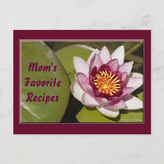 繊細なピンクの水百合花の写真レシピ ポストカード (正面)