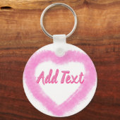 繊細なピンクの水色のハート形状 キーホルダー (正面)
