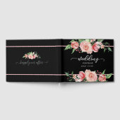 繊細なピンクの水色のフローラ結婚の ゲストブック (全面)