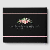 繊細なピンクの水色のフローラ結婚の ゲストブック (裏面)