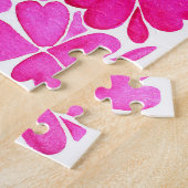 繊細なピンクの水色の花 ジグソーパズル (側面)