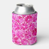 繊細なピンクの水色の花 缶クーラー (缶正面)