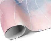 繊細なピンクの水色クラゲ ラッピングペーパー (ロールコーナー)