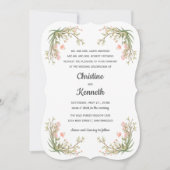 繊細なピンクの牧草花ボタニッ結婚クス 招待状 (正面)