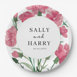 繊細なピンクの結婚花 ペーパープレート