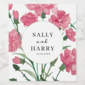 繊細なピンクの結婚花 ワインラベル (シングルラベル)