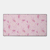 繊細なピンクの花と弓 デスクマット (正面)