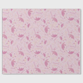 繊細なピンクの花と弓 ラッピングペーパー (フラット)