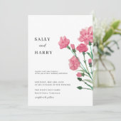 繊細なピンクの花のウェディング 招待状 (スタンド正面)