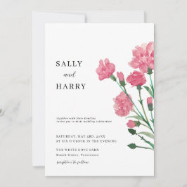 繊細なピンクの花のウェディング 招待状