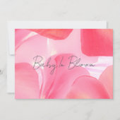 繊細なピンクの花のベイビーシャワー 招待状 (正面)