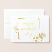繊細なピンクの花の幸せな母の日のカード 箔カード (封筒付き正面)