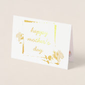 繊細なピンクの花の幸せな母の日のカード 箔カード (正面)