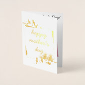 繊細なピンクの花の幸せな母の日のカード 箔カード (正面)