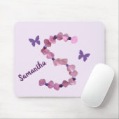 繊細なピンクの花モノグラムS蝶フローラ マウスパッド (マウス)