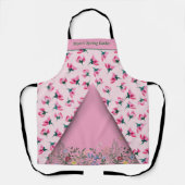 繊細なピンクの花園エプロン エプロン (正面)