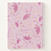 繊細なピンクの花模様と弓 ノートブック (裏面)