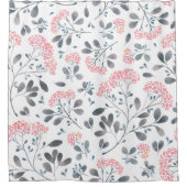 繊細なピンクの花水彩模様 シャワーカーテン (正面)