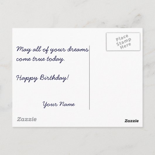 繊細なピンクの花 ハッピー・バースデー ポストカード (裏面)