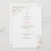 繊細なピンクの花 招待状 (正面/裏面)