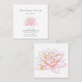 繊細なピンクの蓮の花広場ビジネスカード スクエア名刺 (正面/裏面)