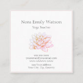 繊細なピンクの蓮の花広場ビジネスカード スクエア名刺 (正面)