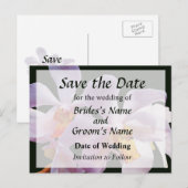 繊細なピンクの蘭がSave the Date 案内ポストカード (正面/裏面)