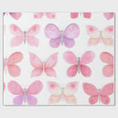 繊細なピンクの蝶 ラッピングペーパー (フラット)