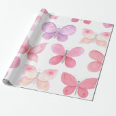 繊細なピンクの蝶 ラッピングペーパー (アンロールド)