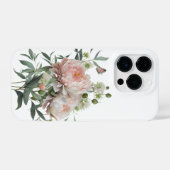 繊細なピンクの赤面牡丹と蝶 iPhoneケース (裏面横)