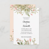 繊細なピンクの野生の花シックなボタニッ結婚クス 招待状 (正面/裏面)